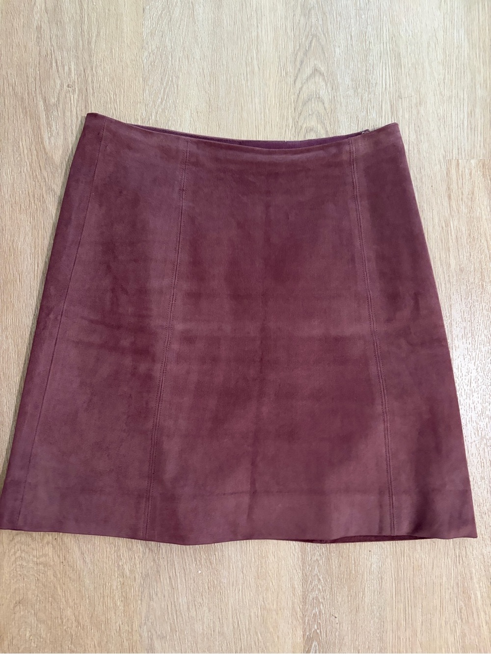 Babaton Faux Suede A-Line Mini Skirt in Burgundy size 8
